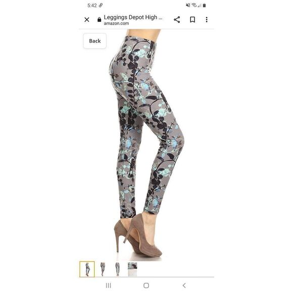 One Size 2-12 Leggings Depot Natural Vines Athletic Casual Leggings - Picture 1 of 7